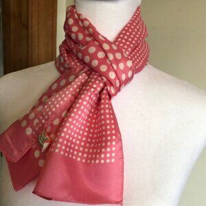 MORSLY Italian Pink Polka Dot Skinny Oblong Scarf Vintage